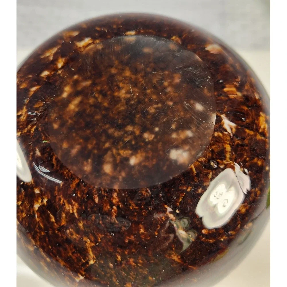 Vintage Murano Brown-Amber, Cream Swirl Hand Blown Vase Rich Earth Tone Colors!